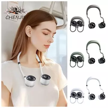 Quạt treo cổ HENJIE, 360° Quạt di động có thể gập lại 4 tốc độ có thể uốn cong, Quạt đeo cổ có thể đeo được gió chắc chắn thoải mái để chạy bộ Hoạt động ngoài trời mùa hè