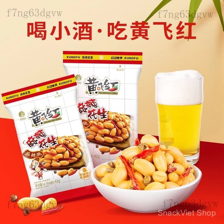 Hạt khô/Đồ ăn vặt Đậu phộng cay10Túi42g Đồ ăn vặt đậu phộng cay Huang Feihong, đồ ăn vặt hạt, đồ uống, đồ ăn vặt giải tr