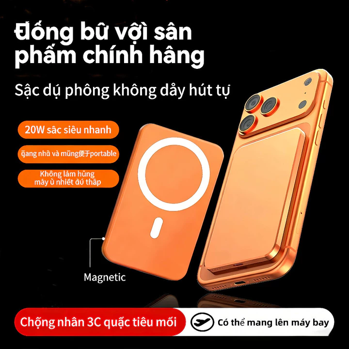 Sạc Dự Phòng Không Dây Từ Tính Sạc Nhanh Pin 10000mah,Pin sạc dự phòng không dây mini hỗ chất lượng tốt HOT