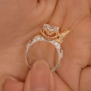 Nhẫn Hoa Hồng Tinh Tế Kẻ Sọc Moissanite Moissanite Nữ Phù Hợp Với Nhẫn Cặp Đôi Đính Hôn Nhẫn Cưới