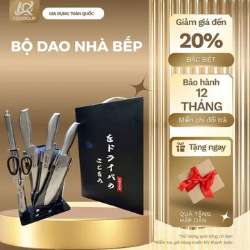 LQ- Bộ Dao Nhà Bếp Cao Cấp - Bộ Dao Inox 6 Món Nhật Bản Kèm Giá Đựng Dao - Dụng Cụ Nhà Bếp Cao Cấp