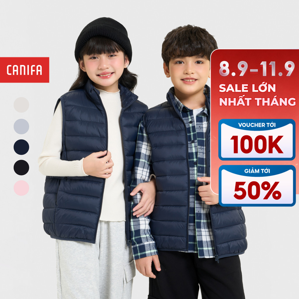 Áo khoác gile chần bông unisex trẻ em CANIFA siêu nhẹ siêu ấm 3OT25W002