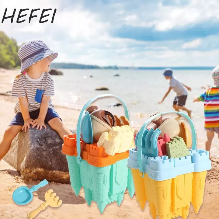 HEFEI Lâu Đài Cát Khuôn Đồ Chơi, Phụ Kiện Đi Biển Đồ Chơi Mùa Hè Bộ Đồ Chơi Cát Đi Biển, Chơi Cát Đồ Chơi Trẻ Em Màu Vàng Sáng Tạo Vui Lâu Đài Xô Chơi Bộ Cát Đồ Chơi Trẻ Em