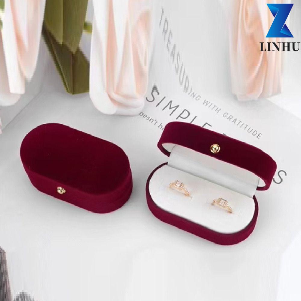 Hộp đựng nhẫn đeo tay LINHU, Nhẫn đính hôn nhung Hộp đựng nhẫn cưới, Hộp đựng đồ trang sức đơn giản Hộp đựng nhẫn cặp đôi sang trọng Giá đỡ đám cưới