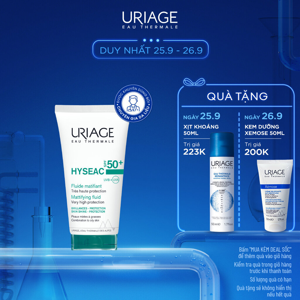 Sữa chống nắng cho da dầu, mụn URIAGE HYSÉAC SPF50+ UVB+UVA FLUIDE 50ml
