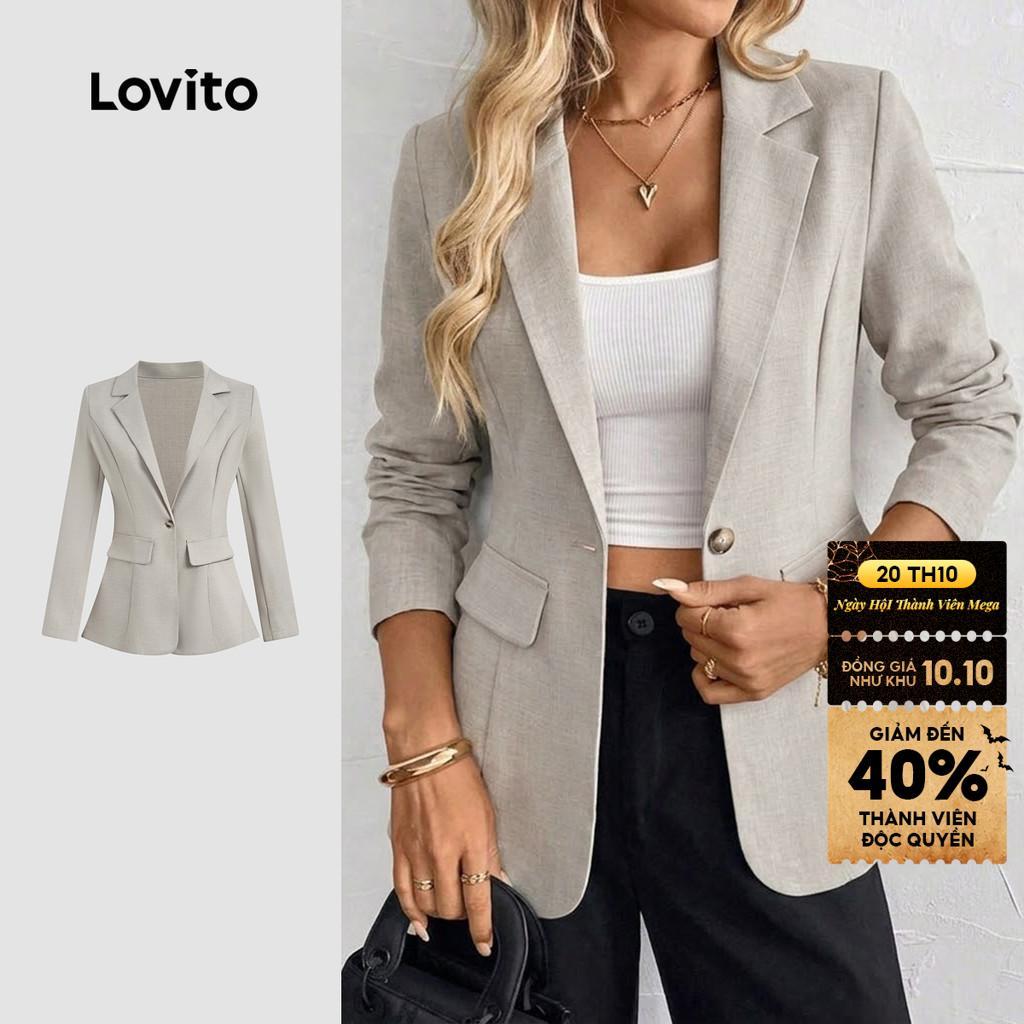 Áo blazer nữ Lovito xám xuân hè nút trước thanh lịch LK6LD261