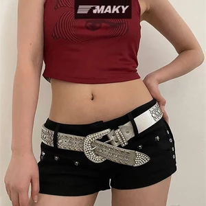 Newwellknownepic Thời Trang Punk Y2K Kim Cương Giả Thắt Lưng Nữ Khóa Kim Loại Thời Trang Dây Thắt Lưng Quần Jean Trang Trí Cay Bé Gái Thắt Lưng VN