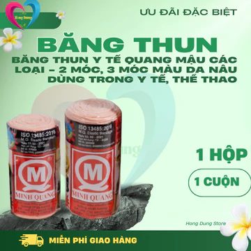Băng Thun Y Tế QUANG MẬU Các Loại - 2 Móc, 3 Móc Màu Da Nâu Dùng Trong Y Tế, Thể Thao