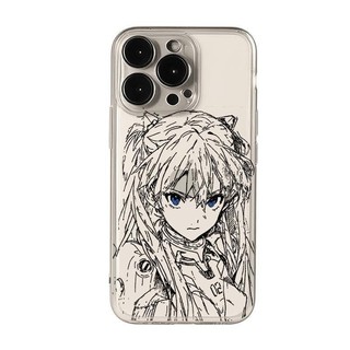 Phác thảo Asuka Cô gái văn học Anime Phong cách nghệ thuật Vỏ điện thoại trong suốt Thích hợp cho iPhone 17promax 16 15promax 14pro 13 xr 17air 16plus 15pro 14promax Vỏ chống sốc chống mồ hôi