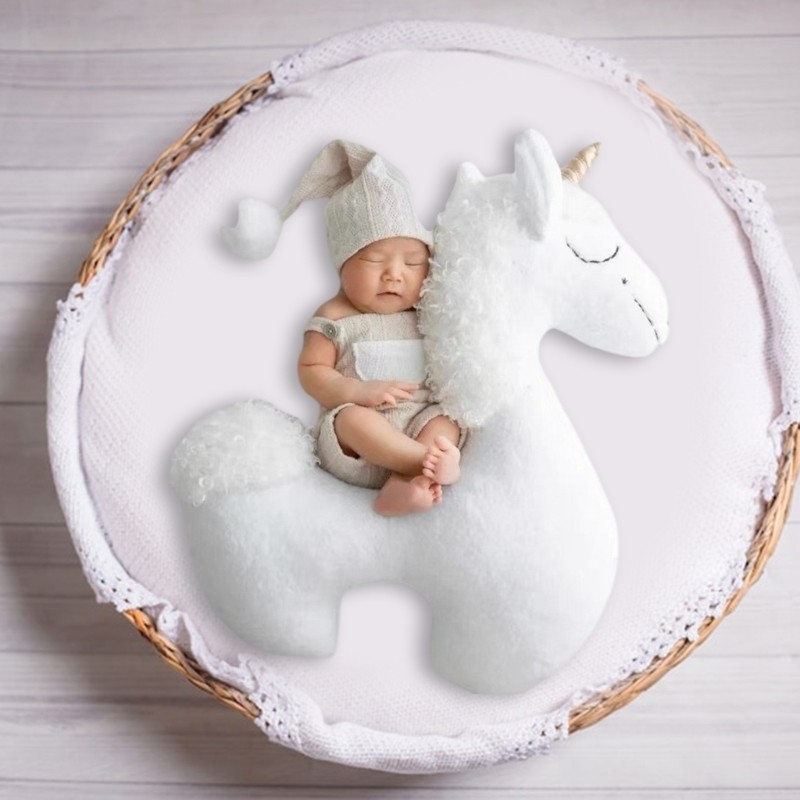 MIS Đáng Yêu Ngựa Sừng Đơn Sơ Sinh Đạo Cụ Ảnh Đáng Yêu Cho Bé Đặt Gối Cho Bé Chuyên Nghiệp Chụp Ảnh