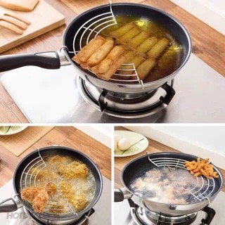 Vỉ gác chảo chiên ráo dầu mỡ, chất liệu inox siêu bền, tiện dụng