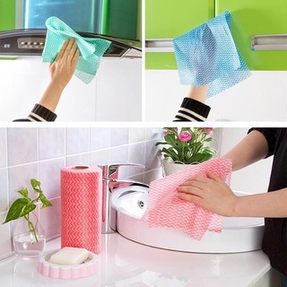 [Mẫu mới] Cuộn giấy lau bếp nhiều màu sắc, chất liệu vải không dệt, 50 tờ/cuộn - đa năng, tiện dụng