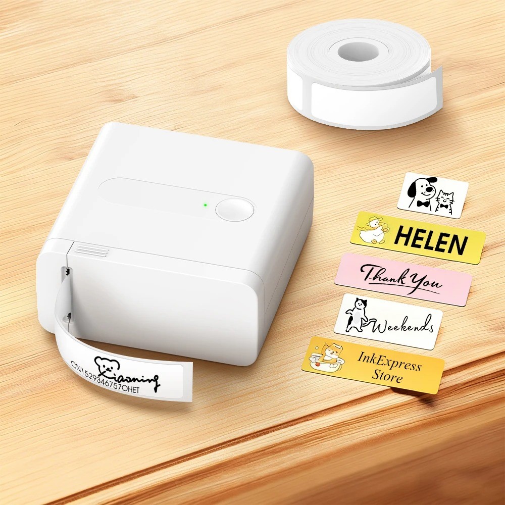 Máy In Nhiệt Không Mực D12 Máy In Nhãn Di Động Bluetooth Không Dây Mini Miếng Dán Máy In Có Máy Cắt DIY Mã Vạch Tên Giá Thẻ Máy Ghi Nhãn Máy Làm Nhãn Mini