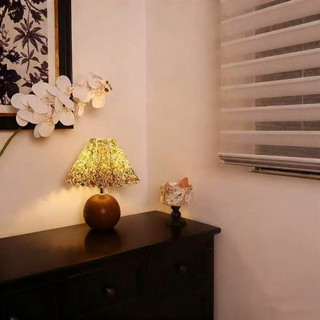 AIMI Đèn Bàn Retro Vải Lampshade Led Trang Trí Nhà Cửa Đèn Bàn Thích Hợp Cho Phòng Ngủ Phòng Khách Văn Phòng Học Tập