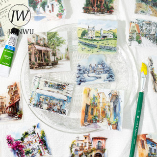 JIANWU Bắc Âu Suy Nghĩ Series Vintage Thành Phố Phong Cảnh Đường Phố Chất Liệu Cắt Dán PET Sáng Tạo DIY Tạp Chí Văn Phòng Phẩm