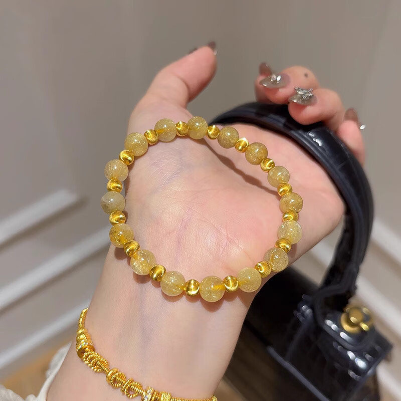 Đá Thạch Anh Vàng Đá Đỏ Thạch Anh Năm Chiều Thần Tài Vòng Tay Cho Nữ Mới Giàu Có Vòng Tay Mắt Mèo