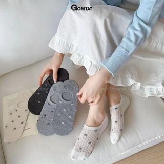 Set 5 đôi tất nữ cổ thấp họa tiết nơ GOMTAT, vớ nữ nơ cute phối lưới thoáng khí, thấm hút mồ hôi - ZFK-A004-CB5