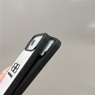 Ốp điện thoại da công sở 3D dập nổi BB cặp đôi màu đen trắng dành cho iPhone 17 16 15 13 14 Pro Max Cape