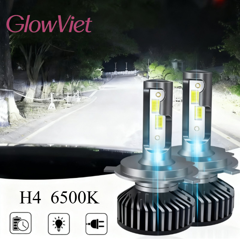 Bộ Đèn Pha LED H4 Cao Cấp 6500K - Tiết Kiệm Năng Lượng, Tương Thích Cho Nhiều Dòng Xe