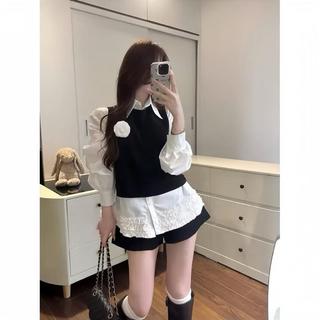 SET Bộ Ghi lê 3 Món Bigsize Nữ Áo Sơ Mi Phối Ghi Lê Rời Kèm Quần Đùi Style Hàn Quốc A863+Q500