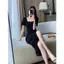 Đầm xanh tiểu thư dáng dài suông nữ mùa hè sang chảnh đầm công sở dự tiệc body sang thiết kế