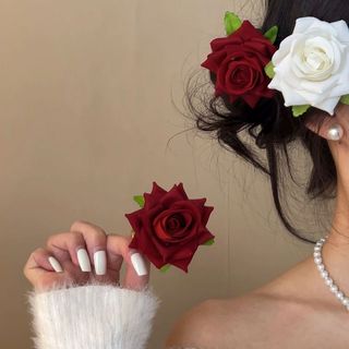 Kẹp Tóc Hoa Hồng Đỏ Retro