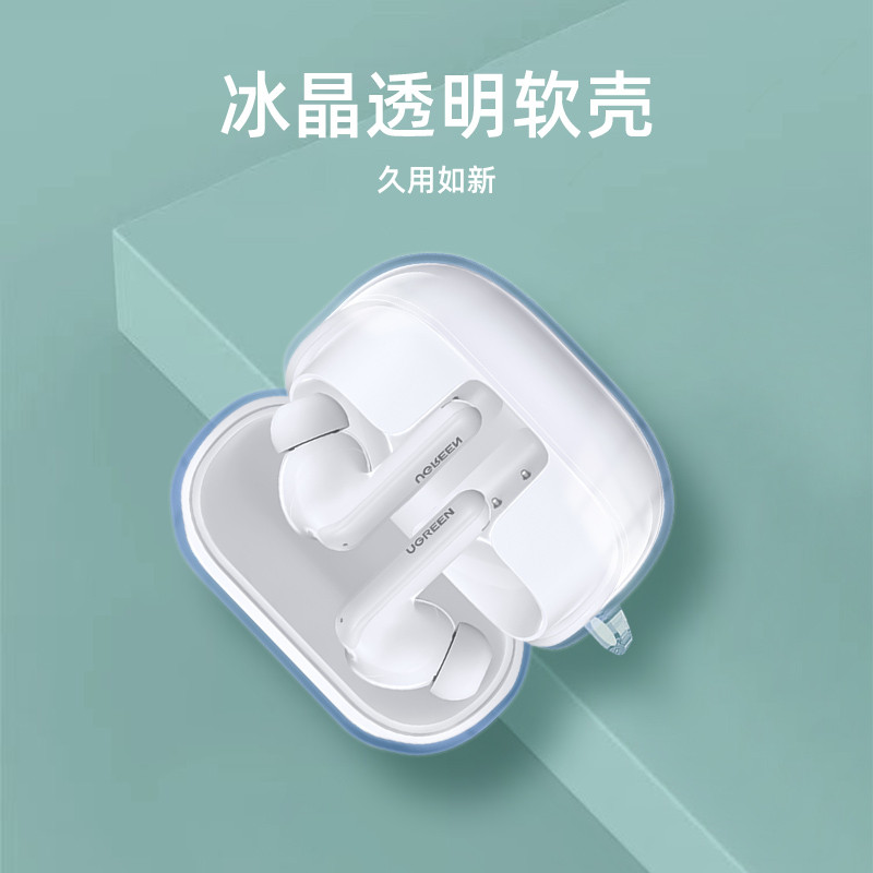 Dành Cho Ugreen EchoBuds Magic Tai Nghe Ốp Lưng TPU Trong Suốt Tai Nghe Bảo Vệ Vỏ Bảo Vệ Tai Nghe Chống Sốc Tay Mềm Có Nhẫn