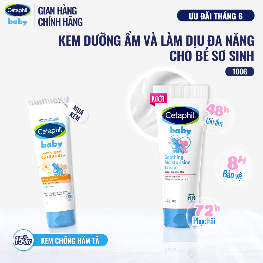 [LIVE] Kem dưỡng ẩm và làm dịu cho bé Cetaphil Baby Soothing & Moisturising Cream tuýp 100g