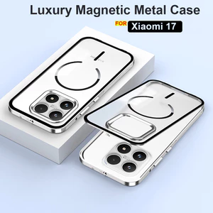 Dành Cho Magsafe Charge Dành Cho Xiaomi 17 Vỏ Điện Thoại Khung Hợp Kim Nhôm Sang Trọng Hybric PC Vỏ Cứng Capa Skin Funda Có Thể bật Lên