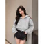 Áo Khoác Hoodie Nỉ Form Rộng Croptop Khóa Kéo 3 Sọc Tay Phối Màu Nữ Cá Tính