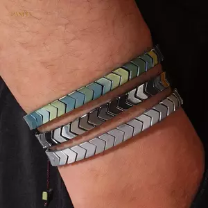 PNPIA- Full Handmade Tự Nhiên Hematite Vòng Tay Tối Giản Nam Nữ Bện Braclet Có Thể Điều Chỉnh Yoga s Bralet Trang Sức Thời Trang Quà Tặng