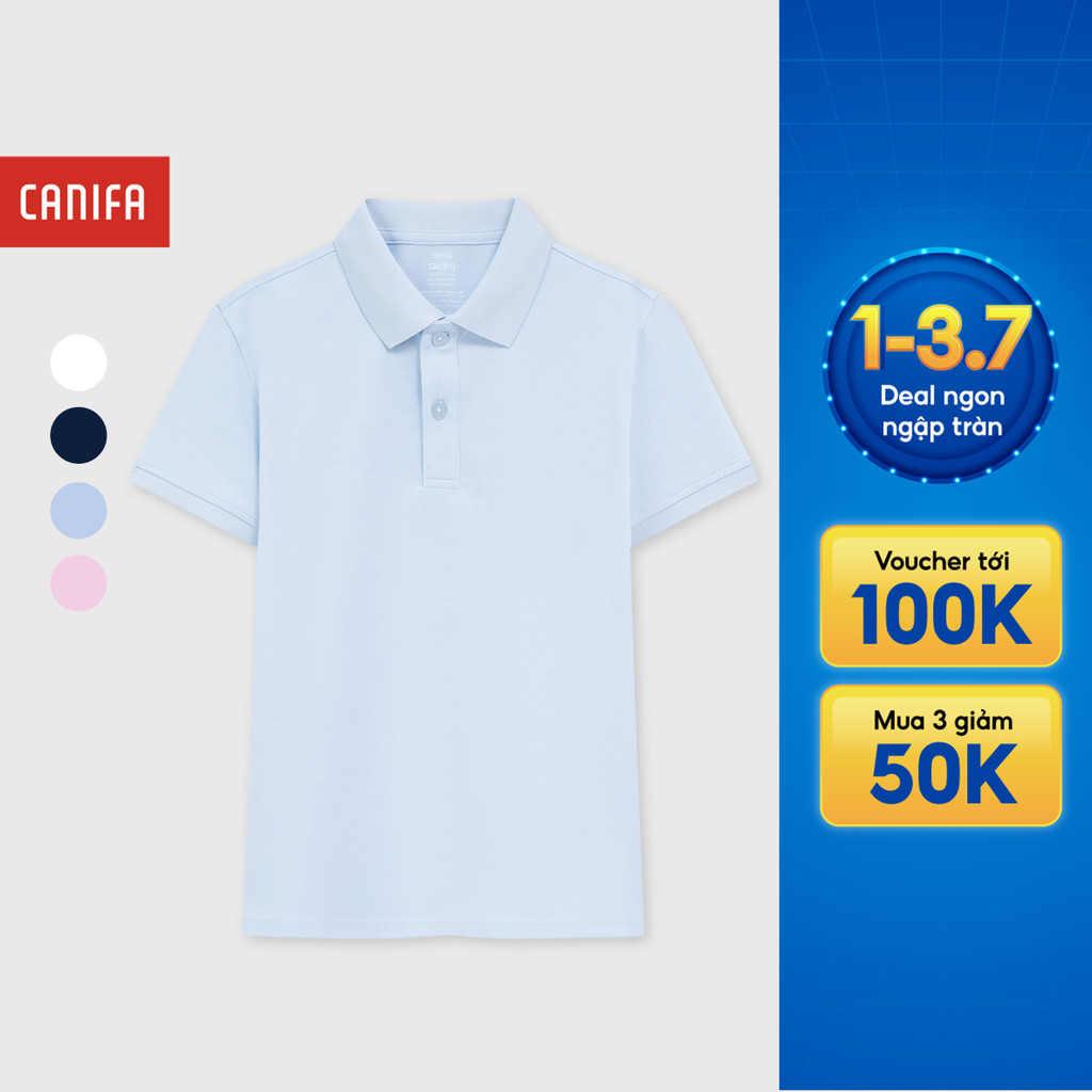 Áo polo unisex trẻ em CANIFA cổ bẻ dáng suông basic 3TP26A001