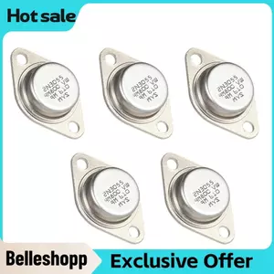 Belleshopp BỘ 5 Transistor công suất to-3 15A 60V / 100V 2N3055 NPN Thép không gỉ