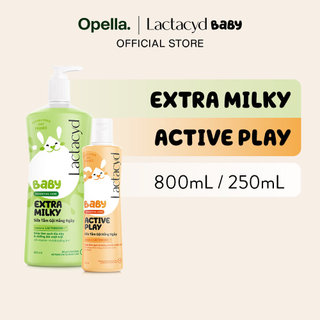 Bộ Sữa Tắm Gội Trẻ Em Lactacyd Baby Extra Milky Size Jumbo 800ml + Chai Sữa Tắm Gội Trẻ Em Active Play 250ml