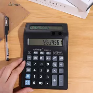 Máy tính DELMER 12 chữ số, Máy tính cơ chạy bằng pin văn phòng phẩm, Máy tính tài chính thực tế màn hình kép di động Dụng cụ học sinh