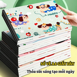 Vở Vẽ Đóng Gáy Keo – Giấy A4 Dày 120gsm, Xé Rời Dễ Dàng, Sổ Vẽ Tranh Hoạt Hình, 30 Trang Màu Sắc Bắt Mắt