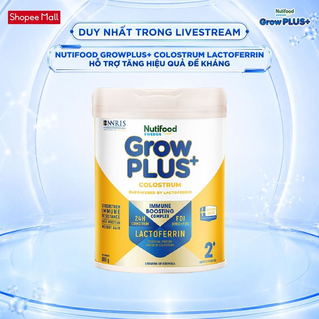 [Livestream Lucie] Sữa bột Nutifood Sweden GrowPLUS+ Colostrum Lactoferrin 2+ 800g