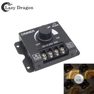 Công tắc điều chỉnh độ sáng LED quay 30A 12V-24V 360W / 720W Vỏ kim loại Bộ điều khiển độ sáng vô cấp cho đèn LED dải đơn màu 2835 / 5050, bể cá, tủ, chiếu sáng ô tô