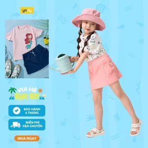 Chân Váy Bé Gái Vải Gió Phối Túi Rút Dây YODY Mềm mại, bền chắc GKSK25S045