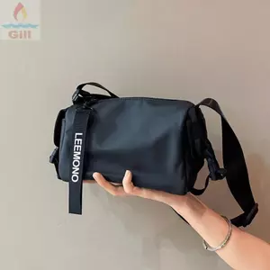 Túi đeo chéo GILL, Túi đeo vai màu đen chống thấm nước, Túi xô đa năng dung tích lớn thông thường Unisex