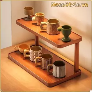 Kệ đựng đồ ăn MONOSTYLE, Giá đựng đồ để bàn bền bỉ có thể lưu trữ, Kệ đựng cốc đa năng bằng gỗ Mini