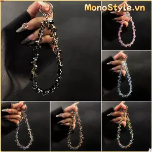 Móc khóa hạt pha lê MONOSTYLE, Mặt dây chuyền hạt pha lê lấp lánh trong suốt, Dây chuyền pha lê cổ tay đầy màu sắc có thể tháo rời thời trang dành cho nữ Cô gái