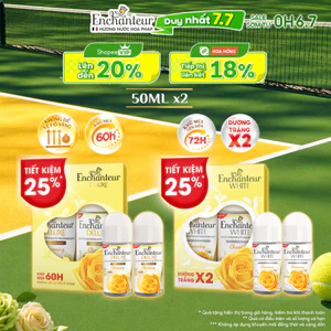 Lăn Khử Mùi Enchanteur Dưỡng Trắng Thơm Mịn / Hương Nước Hoa Pháp Không Để Lại Vệt Ố Vàng 50mlx2