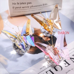 Đồ trang trí bướm DARON, Tượng bướm pha lê lấp lánh trong suốt, Đế thủy tinh bướm màu sắc thanh lịch đa năng Trang trí bàn làm việc thủ công bướm pha lê