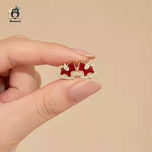 Phong Cách Trung Hoa Trái Tim Đỏ Pony Bộ Trang Sức Nhẹ Sang Trọng Nelace Bông Tai Nữ Quà Tặng Tiệc Hàng Ngày Mới