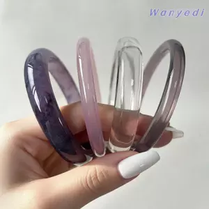 WANYEDI 3 / 4 Vòng Tay Tròn, Bộ Vòng Tay Nhựa Mỏng Nhiều Màu Mờ, Có Thể Xếp Chồng Hình Vòng Tròn Họa Tiết Đá Cẩm Thạch Vòng Tay Vòng Tay Quà Tặng
