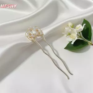 HFSHY 1 / 2 / 4 Kẹp Tóc Hoa Ngọc Trai Mới Trung Quốc Hiện Đại Đơn Giản Updo Hình Chữ U Kẹp Tóc Hanfu Phụ Kiện Tóc Hula Girl Phụ Kiện Tóc VN