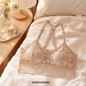 DONOVANQQ Quần Lót Ren, Áo Ngực Làm Đẹp Không Dây Deep V Làm Đẹp Lưng, Ngọt Ngào Liền Mạch Push Up Đồ Lót Áo Ngực Thể Thao