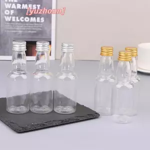 10 Cái 50ml Mini Clear PET Chai Nhỏ Có Thể Đổ Lại Cho Tiệc Cưới Chai Rượu Có Nắp Vít Chống Rò Rỉ