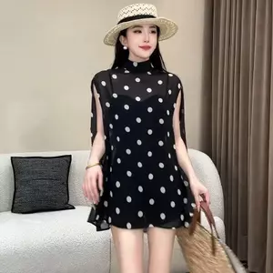 Mùa hè 2026 Áo sơ mi không tay cổ cao kiểu Pháp cổ cao hơi trong suốt che phủ da thịt mỏng hơn Nhìn đi lại Niche Tính khí nhẹ nhàng Phù hợp với nữ